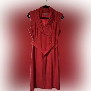 Classiques Entier Sz 10 Red Classic Jackie O style dress w/ belt, raised collar